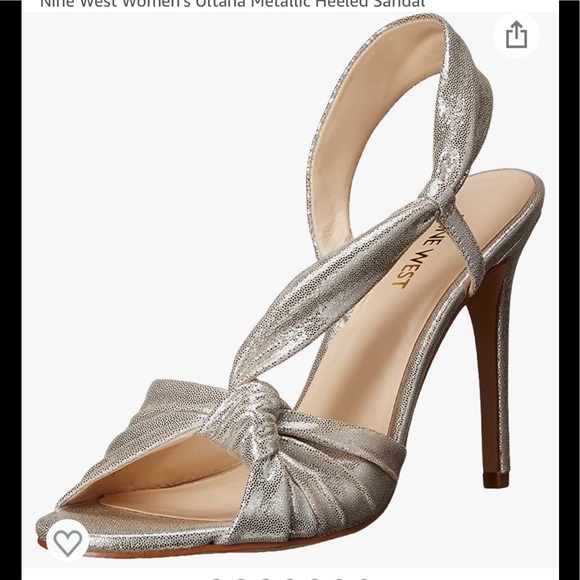 NINE WEST Ultana Metallic Heeled Women’s Sandals Silver-Metallic Size 11M - Picture 3 of 14